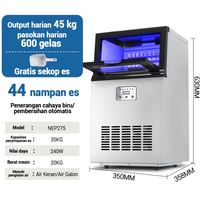 Mesin Es Batu Kristal Mesin Pembuat Es Batu 45kg Perhari kapasitas besar - 45KG / Hari