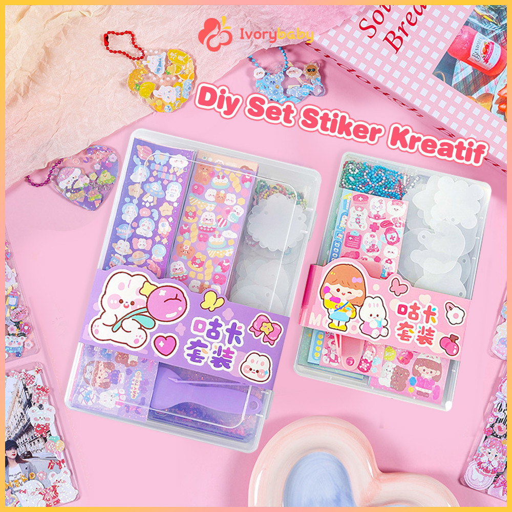 TERLARIS Ivorybaby DIY Gantungan Kunci Akrilik Guka Set Mainan Kreatif Anak Diy Guka Set
