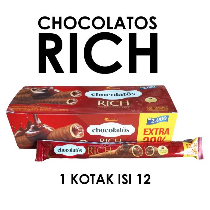

[300gr] S149 | [RICH5 – BOX] Chocolatos Rich Coated Wafer Roll isi 12 pcs
