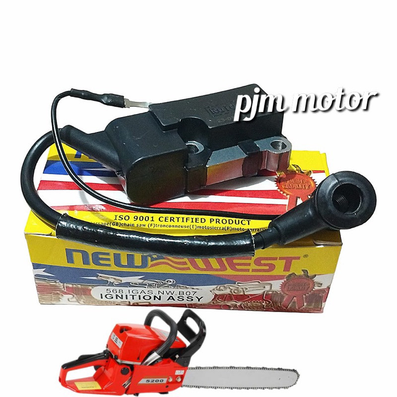 

Newwest 5200 CDI coil koil pengapian mesin chainsaw senso sinso mini 5500 5800 568 Warna hitam amplas