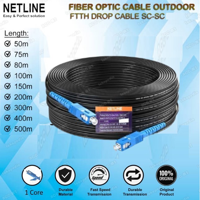 Kabel Precon FO Fiber Optic 1 Core SC Single Core UPC Outdoor Dropcore Cable 600 1000 Meter M Includ
