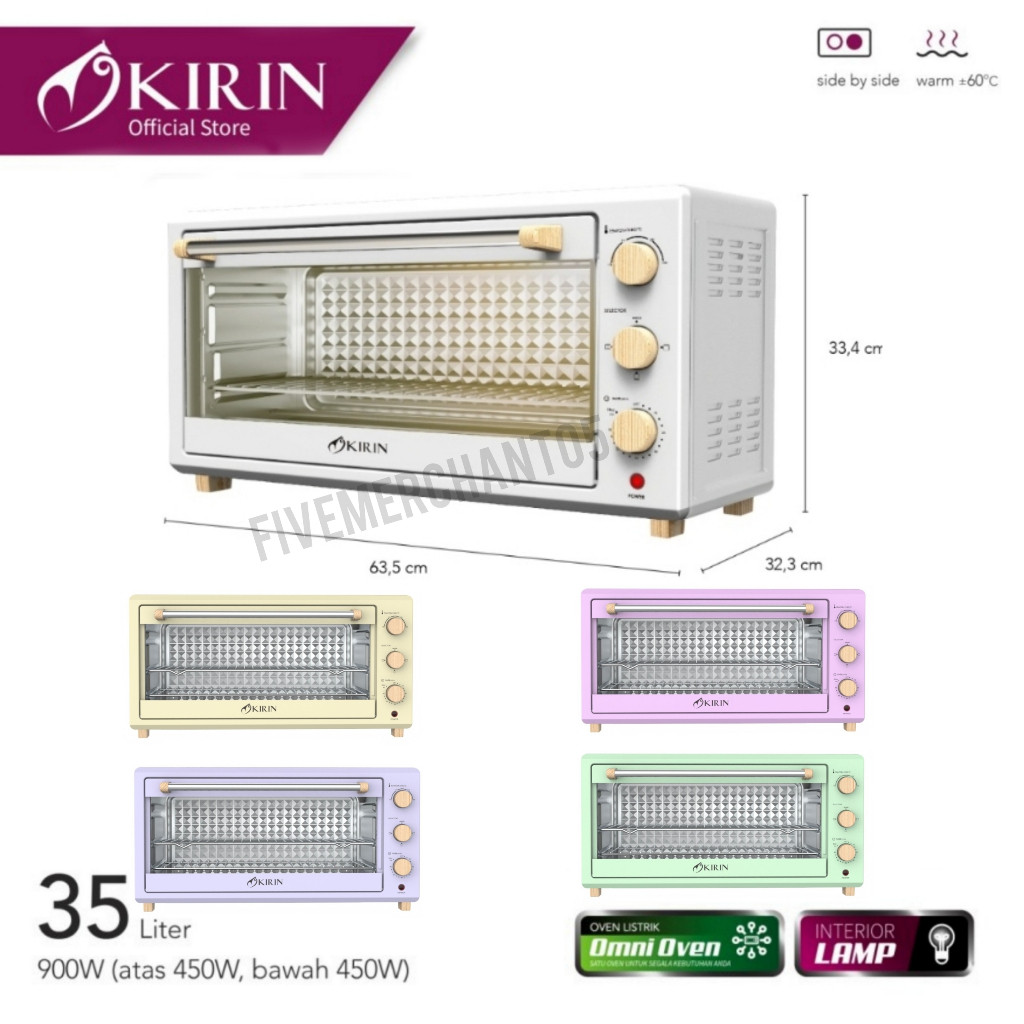 Oven Kirin KBO 350 WB Wide Body Lebar Low Watt Panggangan Warmer 350WB Side by Side Kirin Oven Besar