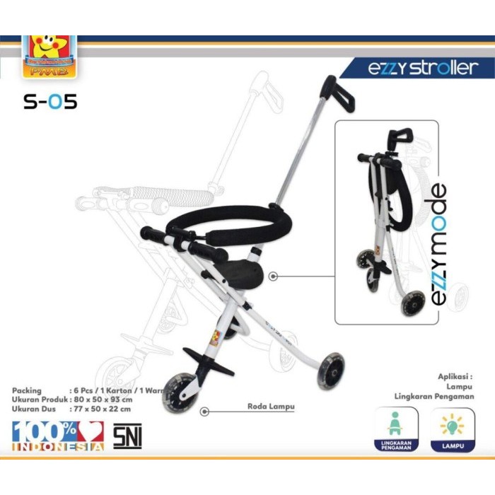 Ezzy Stroller Anak Kereta Bayi Portae Pmb Mode Micro Trike S05 / Kereta Dorong Roda 3 Sni