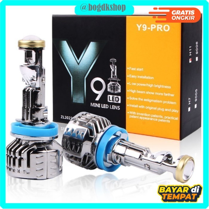 Mini LED Lens Y9 - Pro Double Beam Projector Lampu Mobil Utama Lampu Jauh - H7
