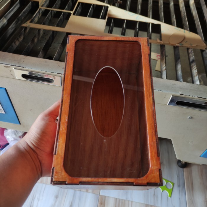 Kotak Tisu / Tempat Tisu Kayu Triplek + Akrilik / Box Tissue Triplek - trplk bsr cklat
