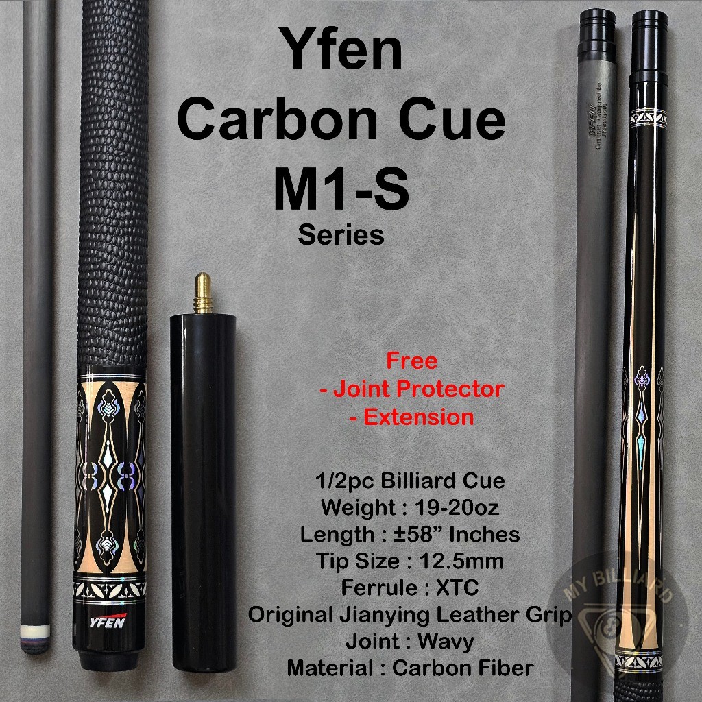 YFEN M1-S Stick Billiard Yfen Carbon Cue 12.5mm + Extension - YF Series Jianying