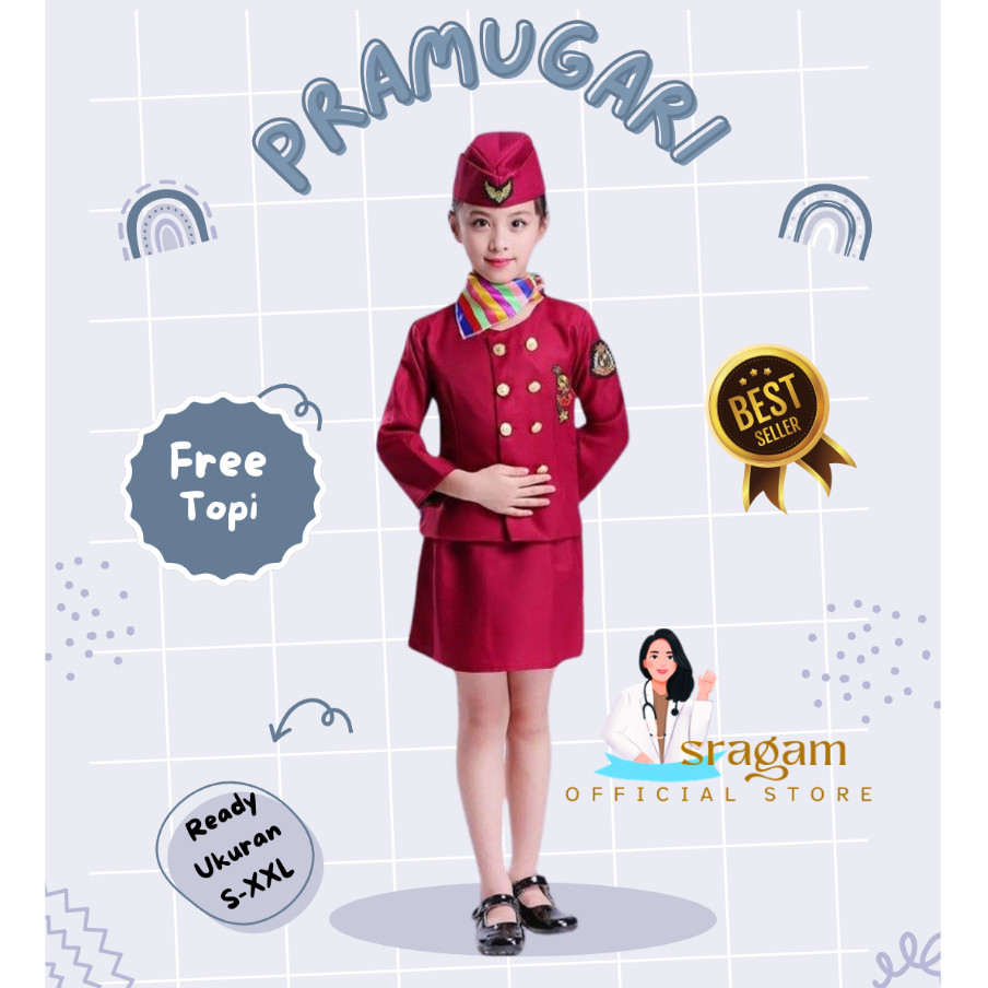 NUSANTARA SRAGAM - Baju Profesi Anak Pramugari seragam profesi anak pramugari keren PREMIUM