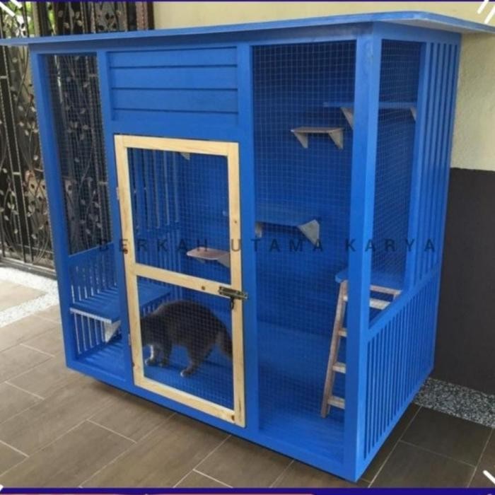 kandang kucing kayu indoor outdoor rumah hewan peliharaan custom