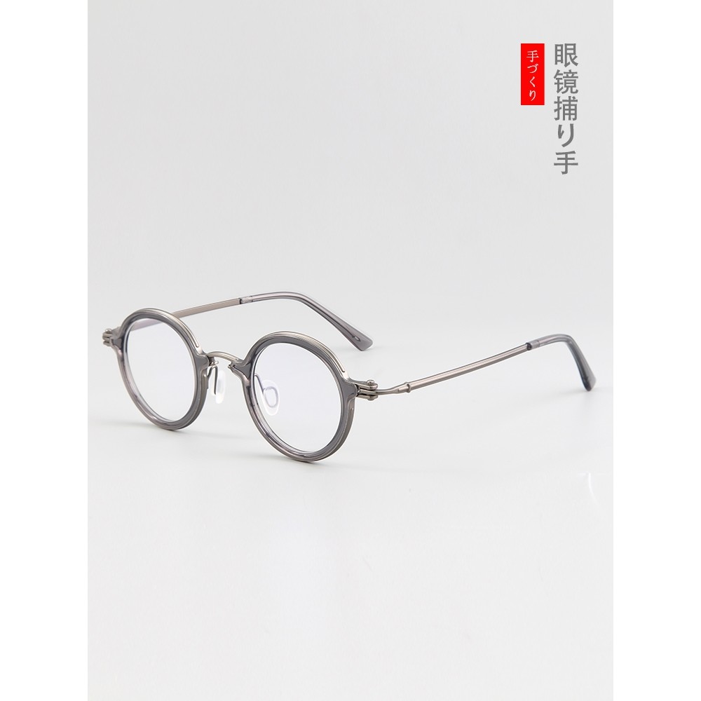 Karya designer merk trendi Jepang, Bingkai bulat Retro 100% Titanium buatan tangan yang dipersonalis