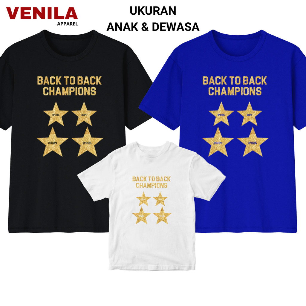KAOS PERSIB BACK TO BACK CHAMPION ANAK DEWASA JUMBO / BAJU PERSIB BACK 2 BACK CHAMPIONS BINTANG 4
