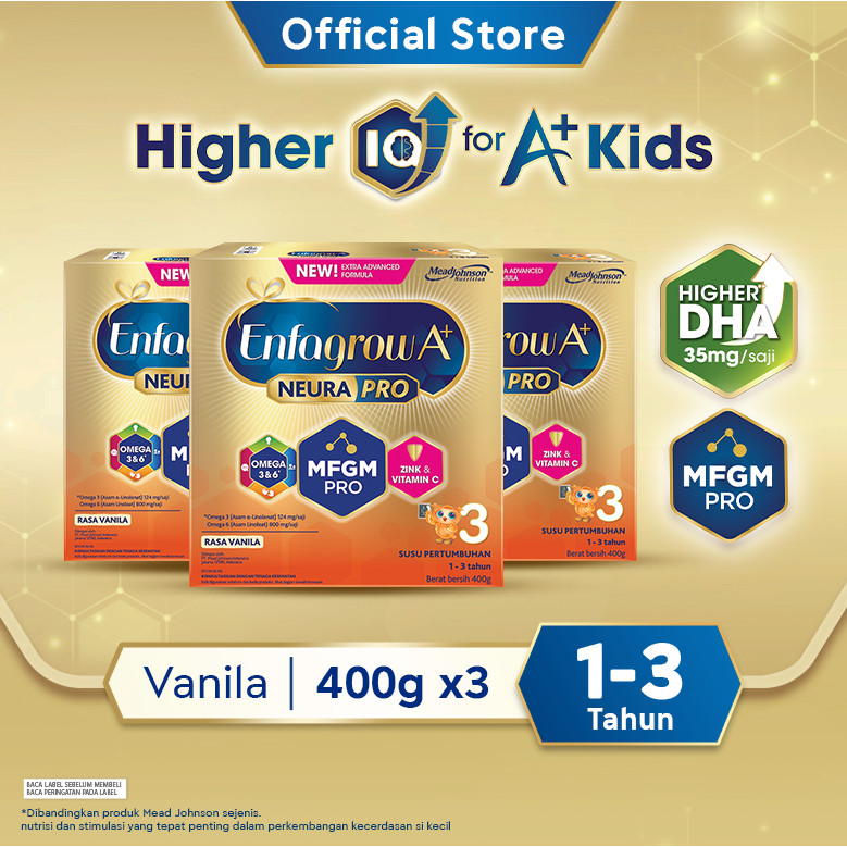 

Enfagrow A+ 3 Vanila Susu Formula 400 g [3 Pcs]