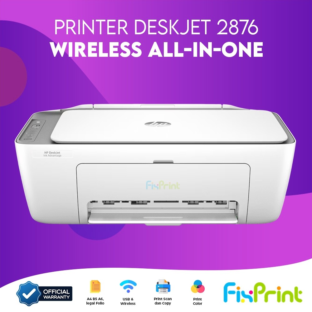 

FixPrint Printer HP Deskjet 2875 / 2876 All In One Print Scan Copy Multifunctions Wireless Printer Deskjet 2335 / 2336 / 2337 AIO Multifungsi A4 Bergaransi Baru
