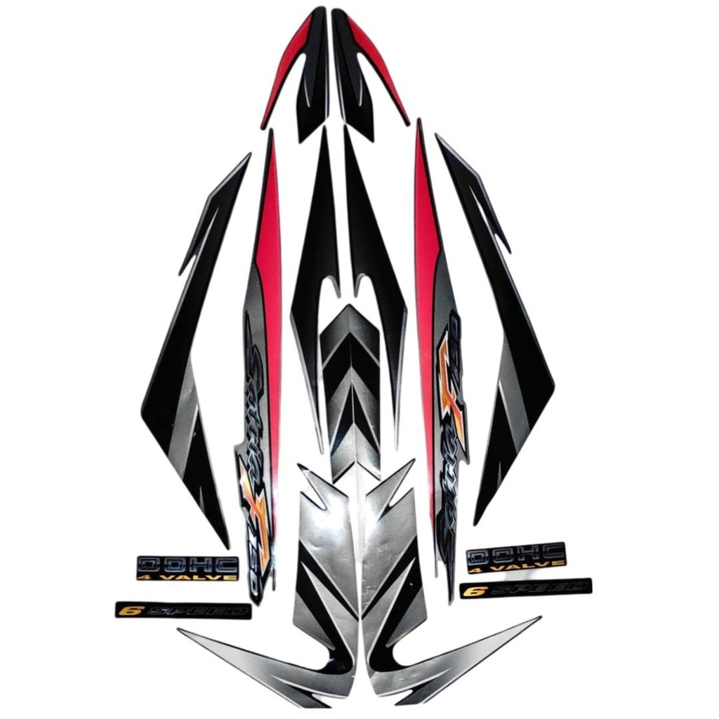 Stiker Striping Motor Suzuki Satria FU F150 Thailand 2007-2008 Hitam Silver Full Body - Motorcycle