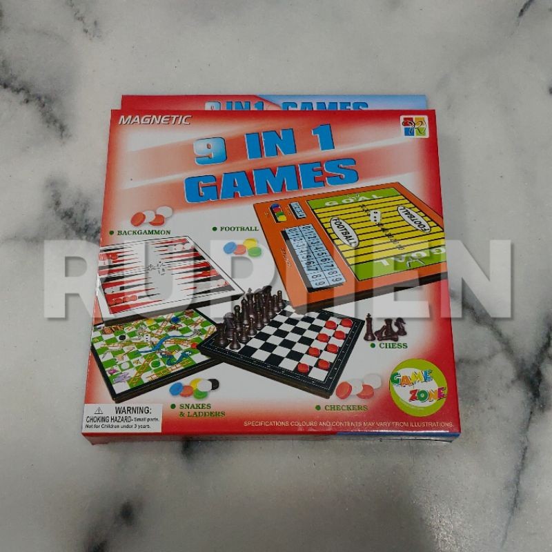 prabuaranSHOPMagnetic Board Games 9 in 1 - Catur, Ular Tangga Ludo, Halma, Checkers, dan lain-lain