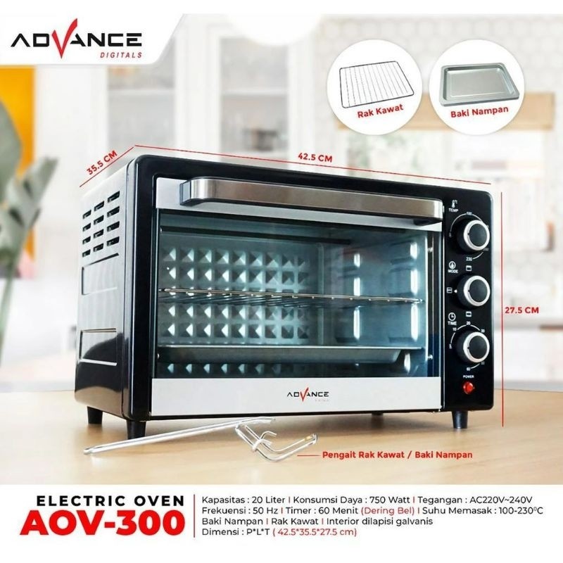 Advance AOV300 Oven Listrik Low Watt 20 Liter
