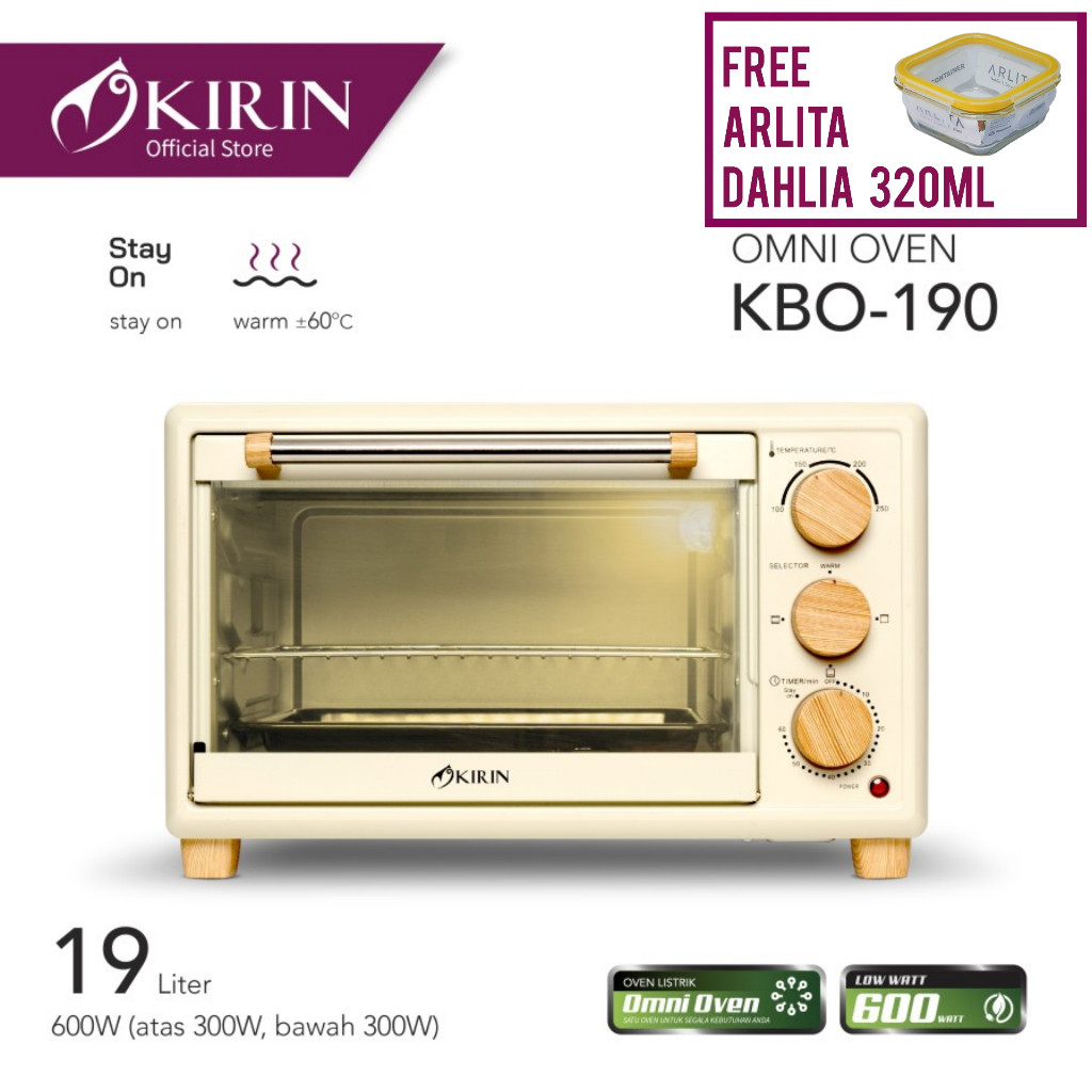Oven Listrik Kirin KBO 190 LW 300 Watt Oven Kirin KBO 19LW Oven Low Watt Toaster Oven KBO190 WH