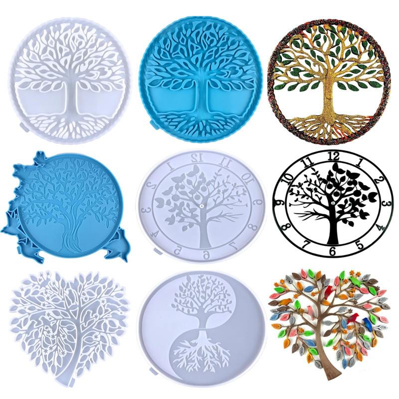 

Life Tree Silicone Mold Resin Epoxy Mold Wall-Mounted Hanging Decoration Book Organizer Table Accessories Casting Making Crafts
