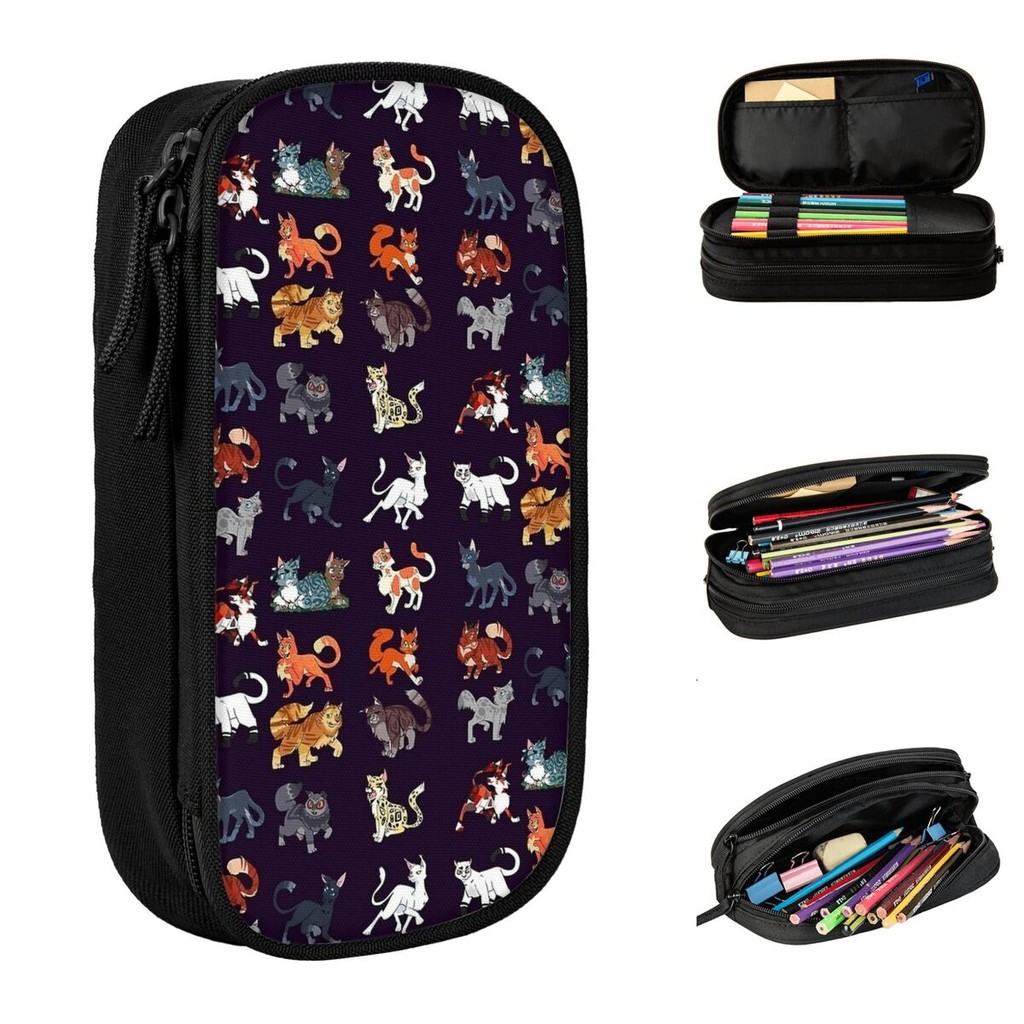 

Warrior Cute Cats Lovers Pencil Case Fun Cool Pen Box Bag Student Big Capacity Office Gift Pencil Box