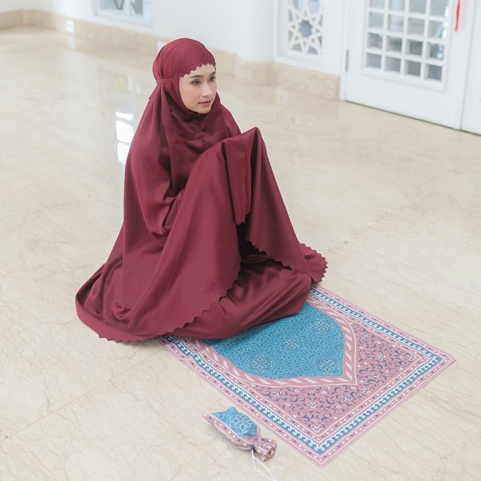 full set mukena + sajadah travel series murah hampers mukena set 3in1 - set lilac, Set sajadah