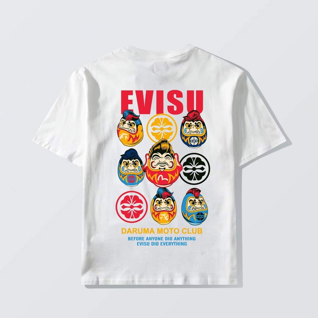 Kaos Distro EVISU  Pria Wanita d Baju Boxy Fit T Shirt - Official Merchandise