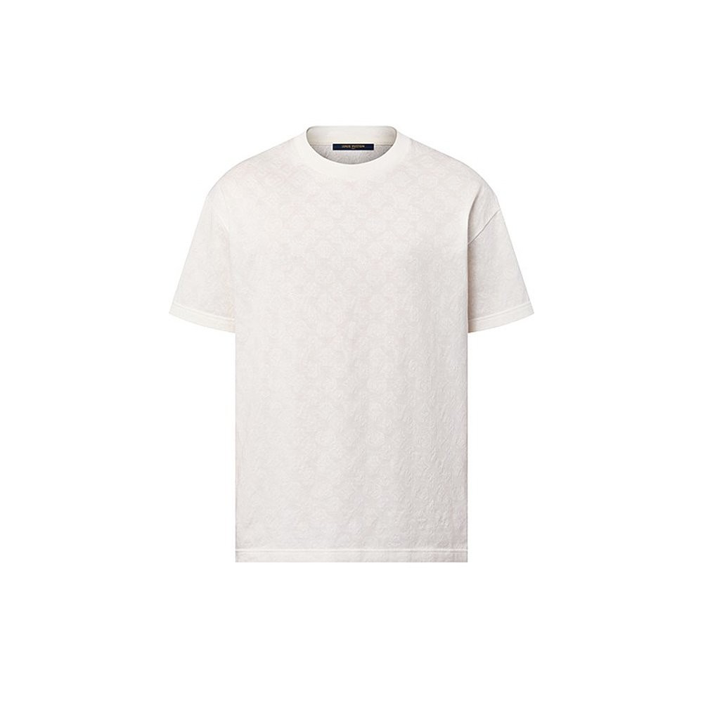 LV/Louis Vuitton Men's White Embroidered Short sleeved T-shirt