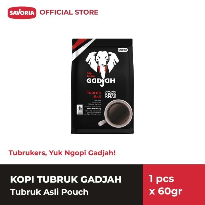 

HOT PRICE - Kopi Tubruk Gadjah Asli Pouch 60 g - Bubuk Kopi Hitam 60g Kopi Price