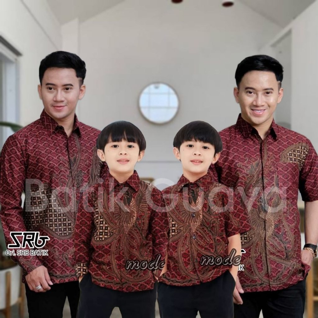 Seragam Batik Zain - Terbaru Couple Sweet - Batik Ayah dan Anak Motif Phonix Merah Marun - Batik mer