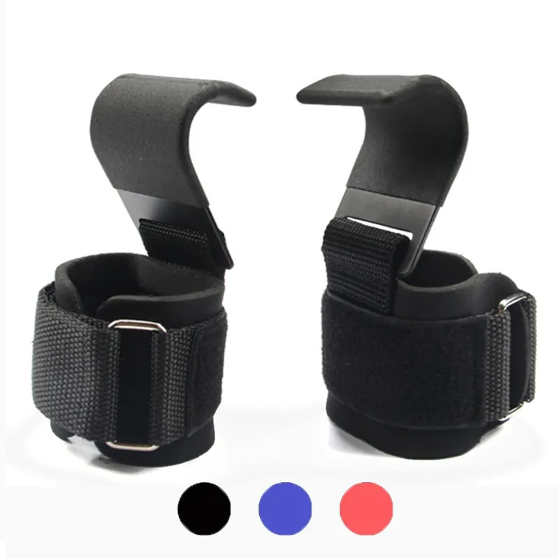 1PCS Weight Lifting Hook Grips With Wrist Wraps Hand-Bar Wrist Strap Gym Fitness Hook Weight Strap P