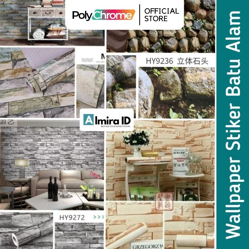 RAJA888 Wallpaper Stiker Dinding Batu Alam 3D Bata Andesit Sticker Kamar Cowok Wallstiker Cewek Tama