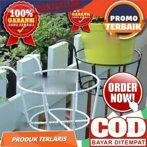 PROMO DIAMETER 20CM / Rak Balkon Minimalis / Rak Pot Bunga pagar balkon / Gantungan Pot Bunga Besi S