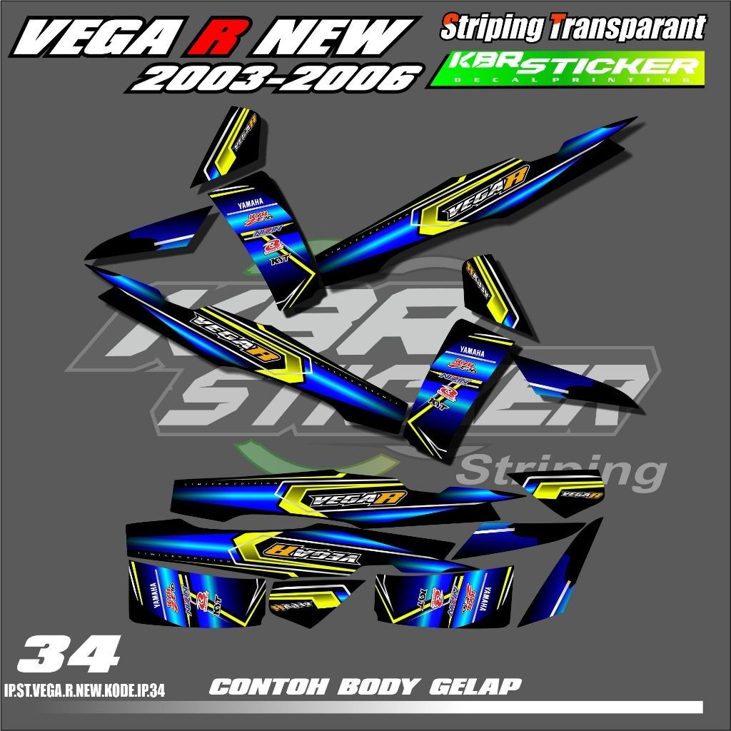 (COD) STRIPING MOTOR YAMAHA VEGA R NEW TAHUN 2003-2006 VARIASI DESAIN RACING HOLOGRAM DAN TRANSPARAN