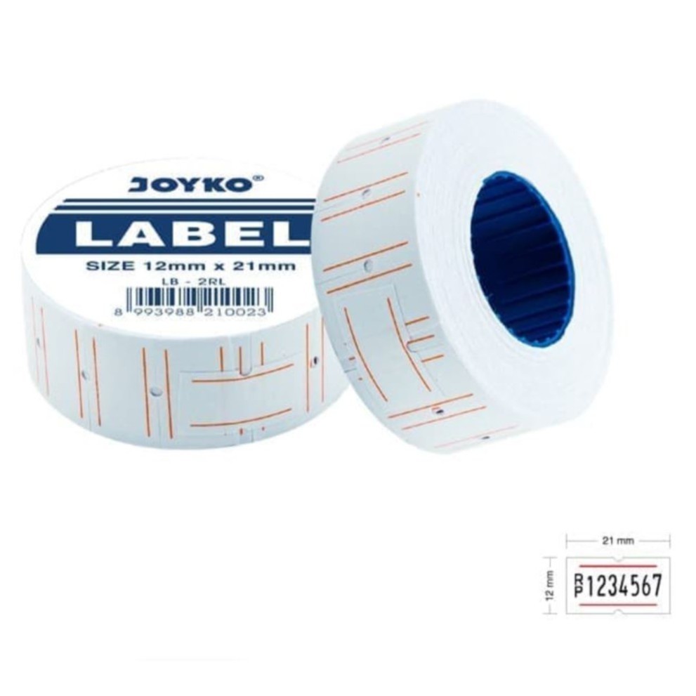 

( StaLand ) Kertas Label Harga / Price Label Roll Joyko 1 Baris Warna Putih LB-2RL