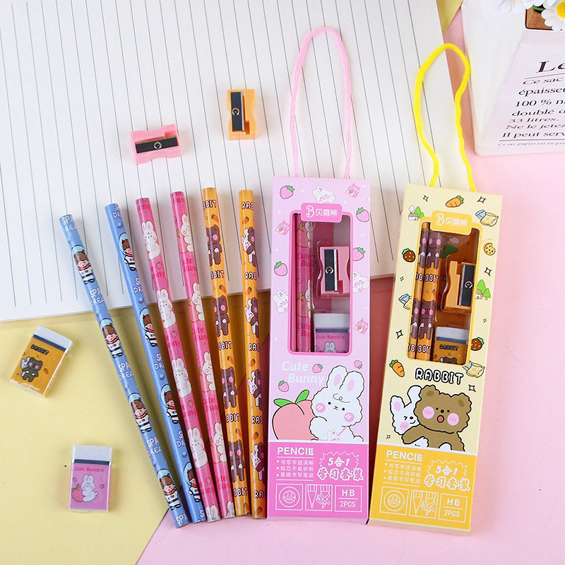 

Stationery Set 5 in 1 Alat Tulis Anak Sekolah Penghapus penggaris Pensil Serutan Karakter Lucu Set Alat Tulis Anak Motif Kartun - pedagangonline017