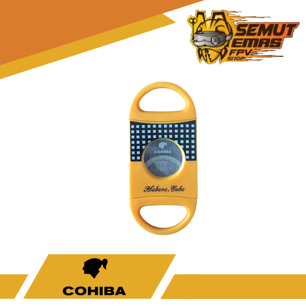 COHIBA Cigar Cutter Compact Size Pemotong Cerutu Kuning Yellow Metal