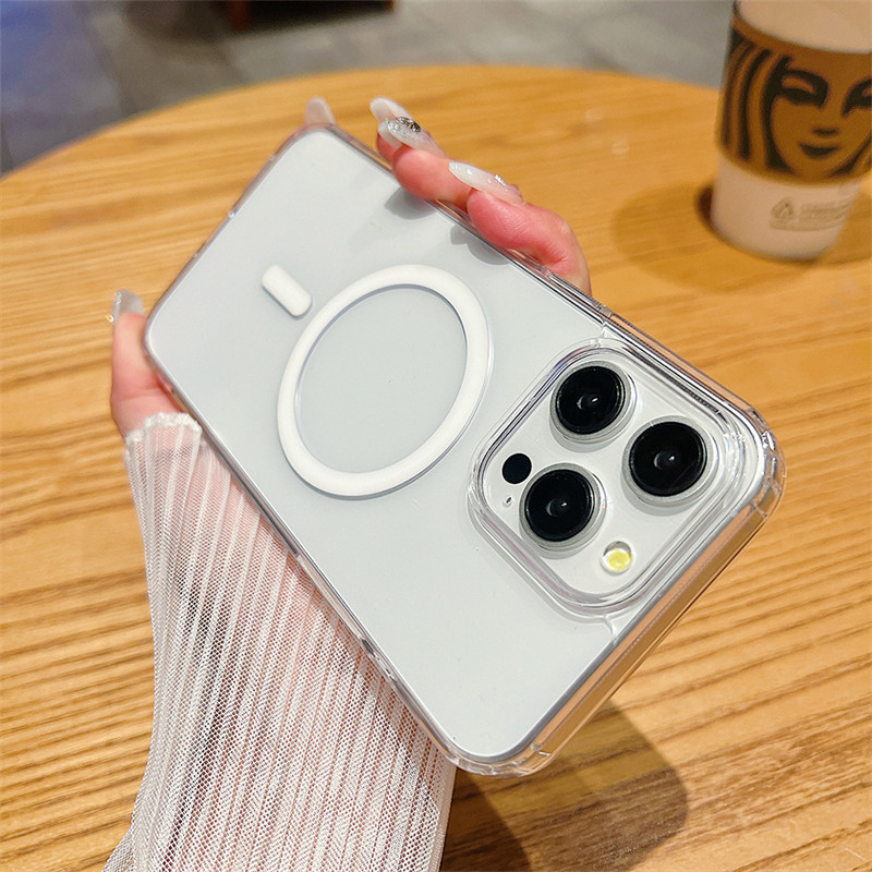 Magnetic Wireless Charging Acrylic TPU Case Casing For iPhone 15 PRO MAX 14 PRO MAX 13 PRO MAX 12 PR