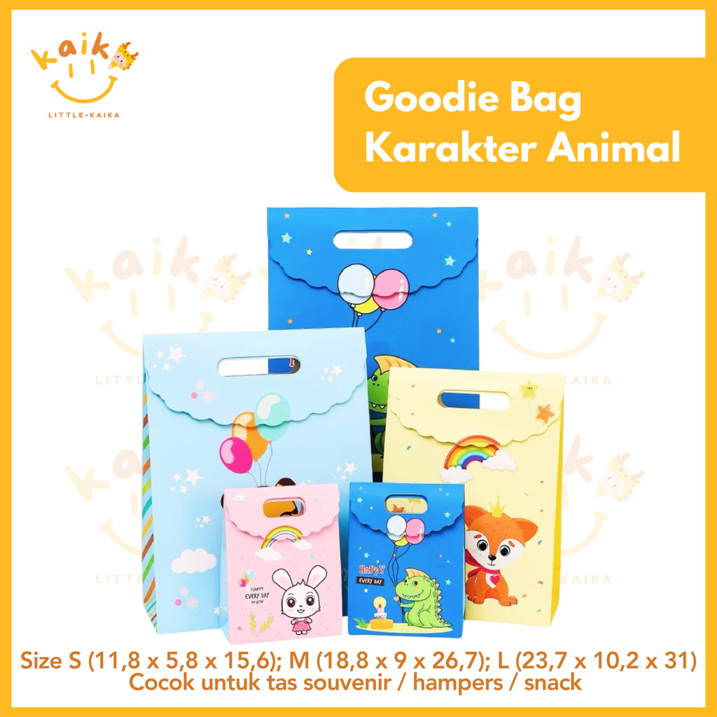 

LITTLE KAIKA | Goodie Bag Karakter Animal / Tas Ulang Tahun Lucu / Tas Bingkisan Ulang Tahun / Paper Bag Bingkisan / Goodie Bag Lucu Anak