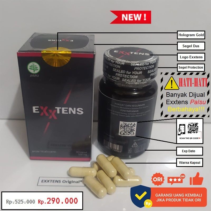 Promo (EXXTENS-Original) 100% Asli Suplemen Herbal Pria Pembesar Alat Vital Pria +Obat Kuat Tahan La