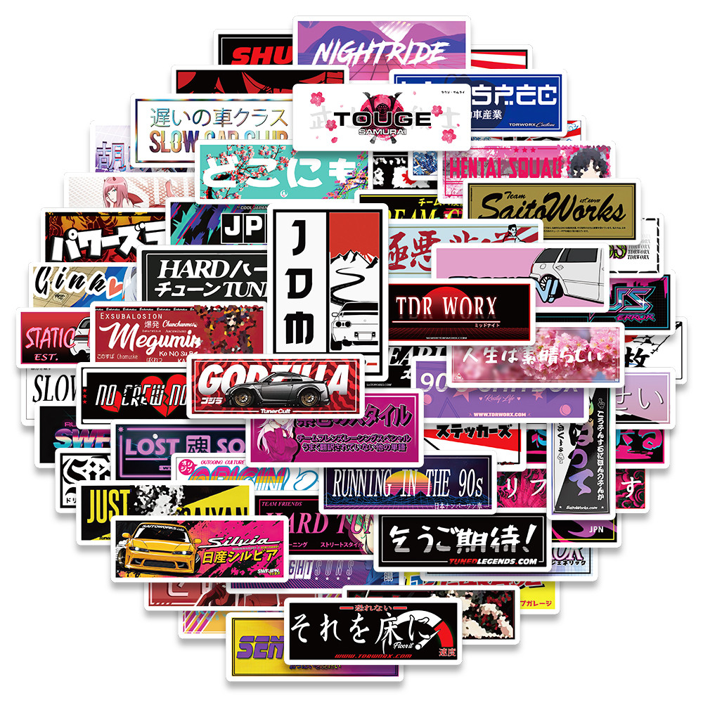 

66/PCS Japan JDM Racing Car Stickers for Laptop Motorcycle Car Skateboard Bike Waterproof Decal Anime Poster Graffiti Toy Gift