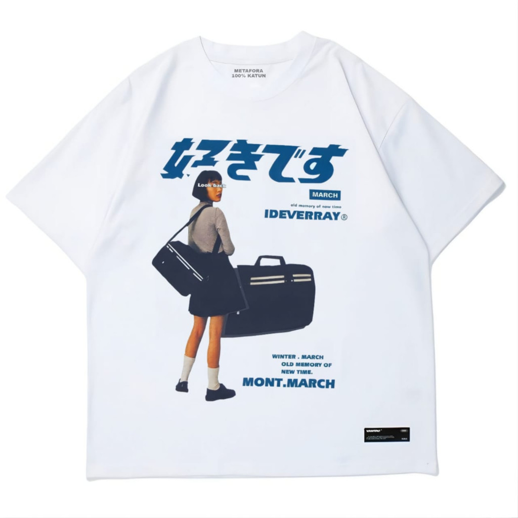 Tshirt Vintage Kaos Ideverray lengan pendek Putih