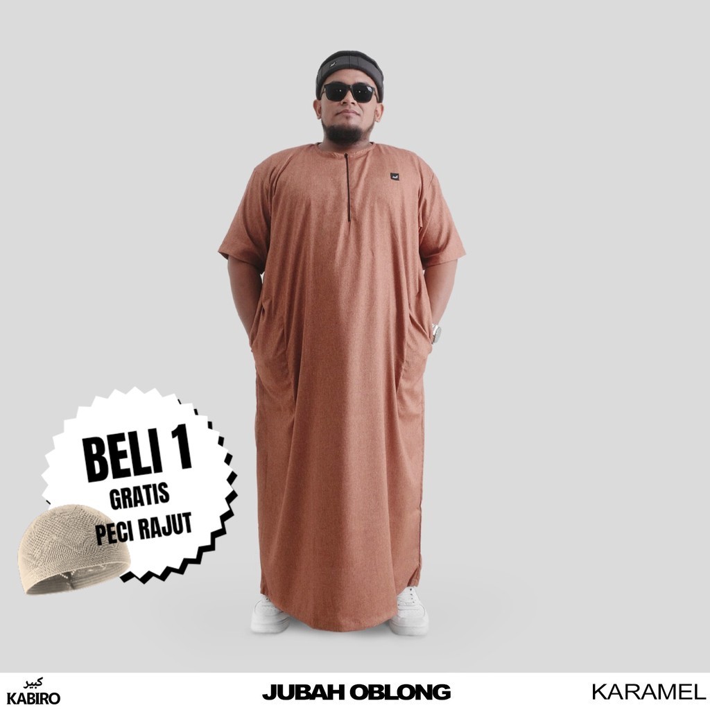 Rosal Jubah Oblong Kabiro Lengan Pendek Warna Hitam Putih Navy Maroon Karamel Abu Tua Bahan Material