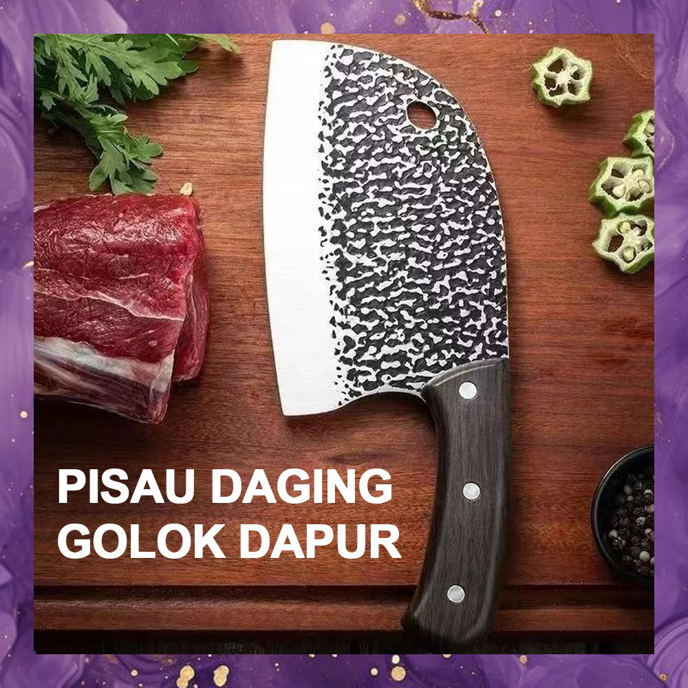 (SBA) Pisau Dapur GOLOK Daging Tajam Potong Daging Ayam Ikan Sayur Buah Koki AD2814C4