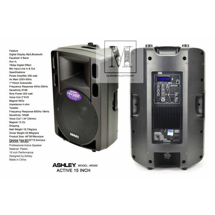Speaker Aktif Ashley AR 300 Original Active AR300 15 inch Bluetooth