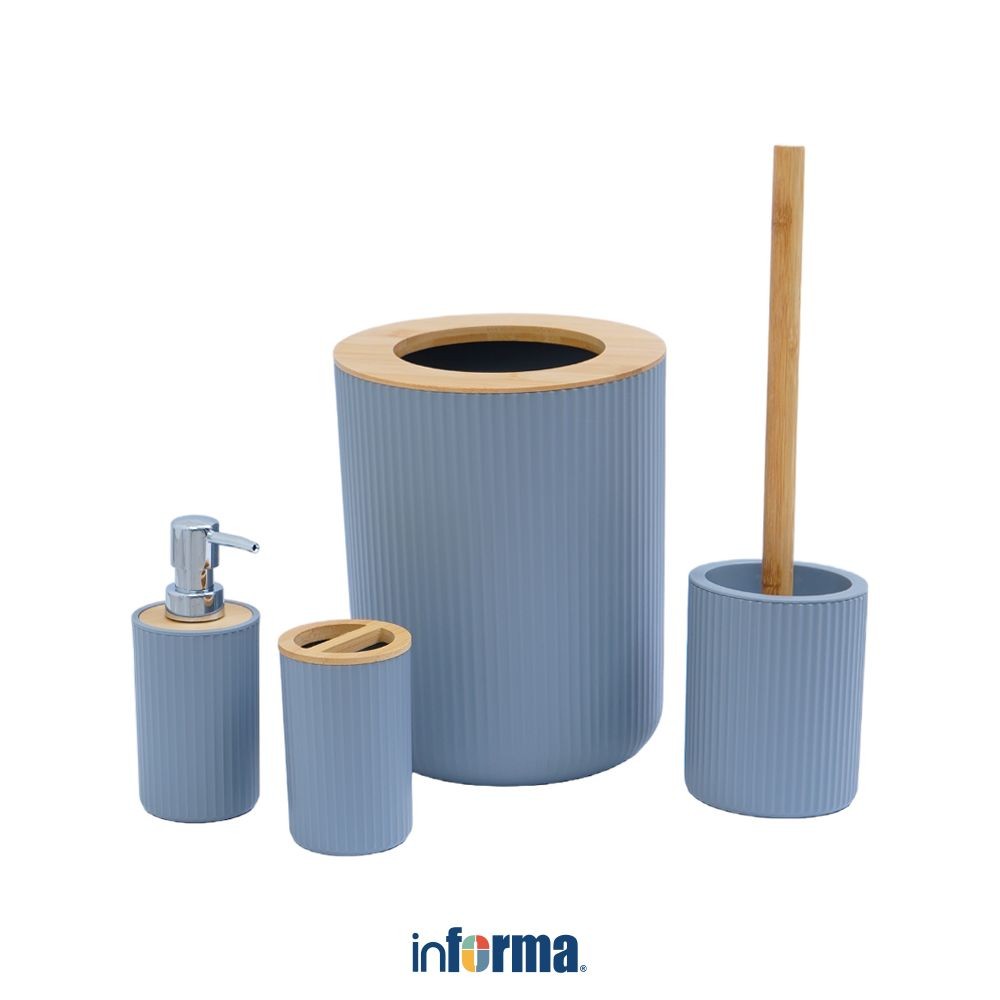 Informa Set 4 Pcs Myles Perlengkapan Kamar Mandi - Abu-Abu Liquid Soap Shampoo Dispenser Set Aksesor