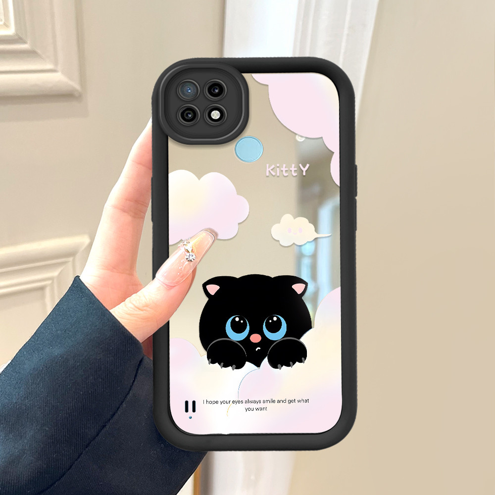 Realme C21  Mirror Phone Casing Cat Pattern Soft Silicone Cermin Case Hp Softcase Kesing 8094 JZ