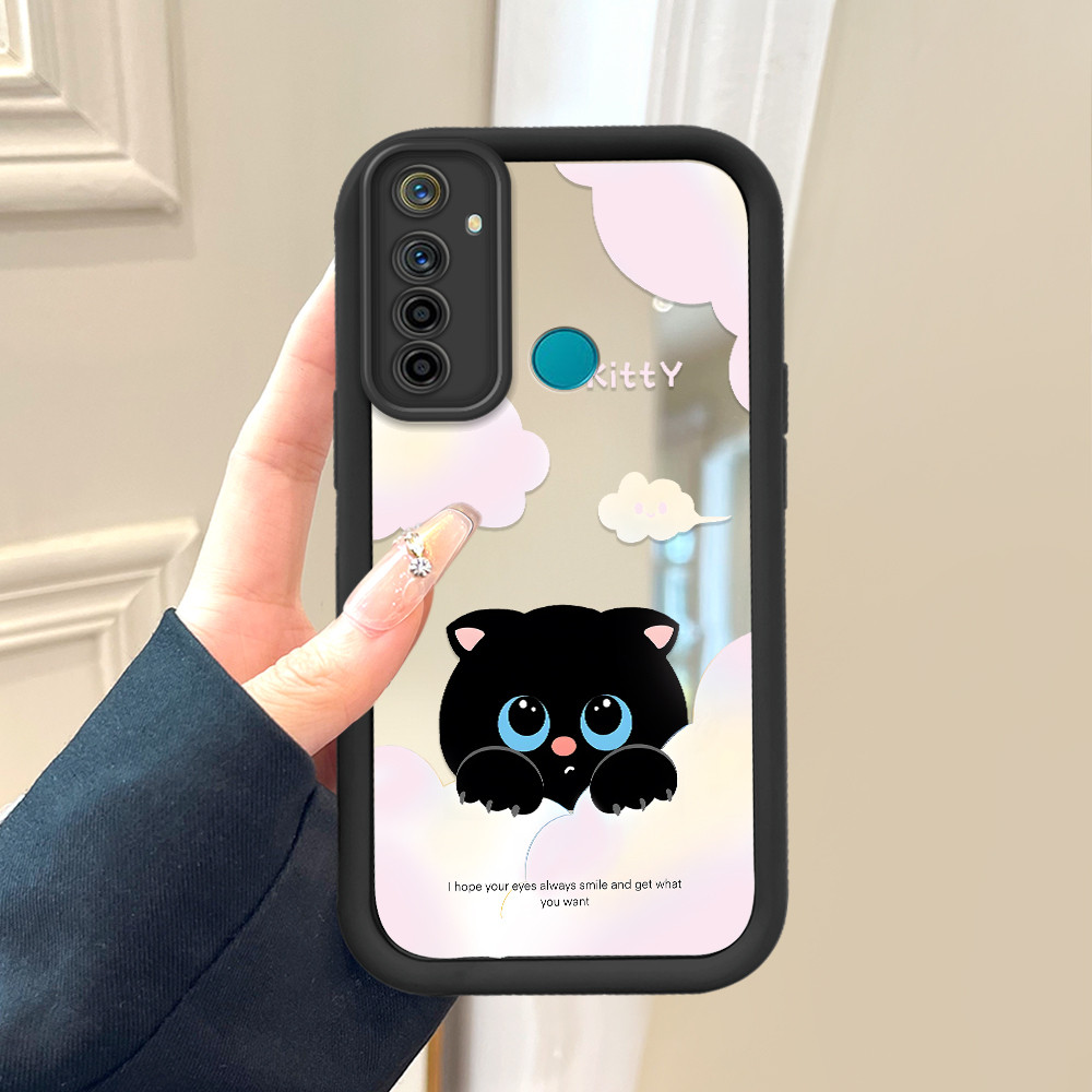 Casing Hp Untuk Realme 5 5i 5S 6i  Mirror Phone Cat Pattern Soft Silicone Cermin Case Softcase Kesin