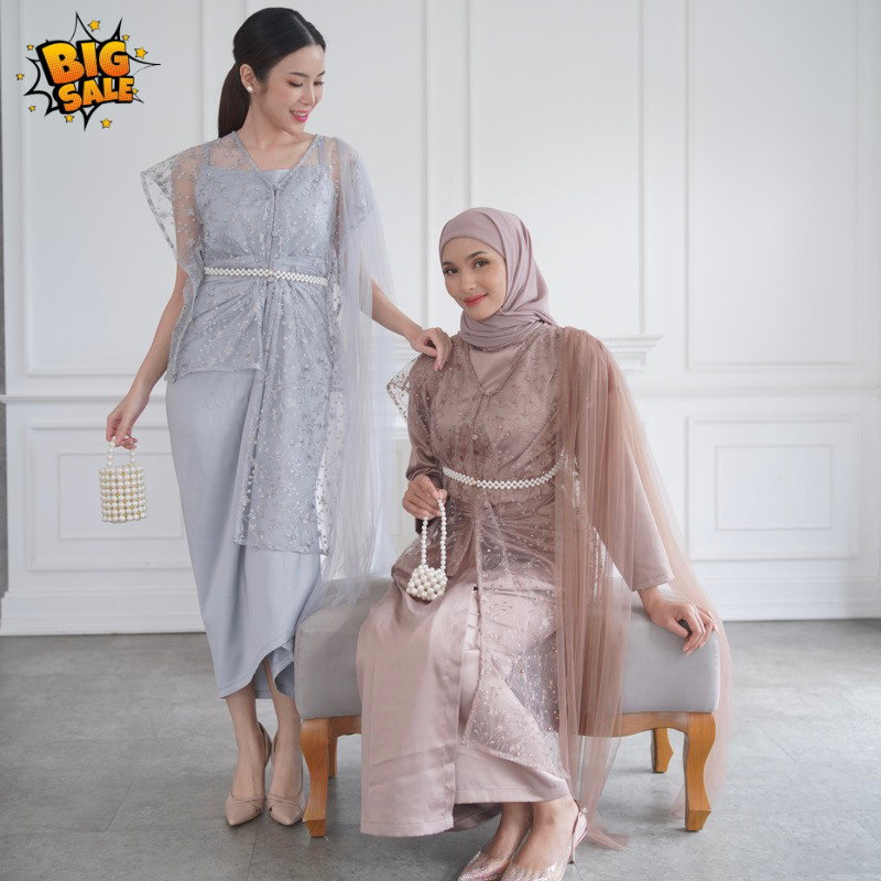 Amaryllis Set by NAMÈLIS - SUDAH SATU SET DAN FREE BELT Outfit Dress Set Hijab Non Hijab untuk Pesta