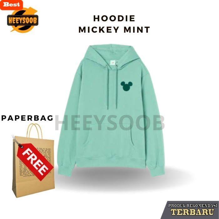 hoodie pria keren Hoodie H&M Mickey Hijau hoodie hnm hoodie jaket sweater pria wanita - XL, Hijau