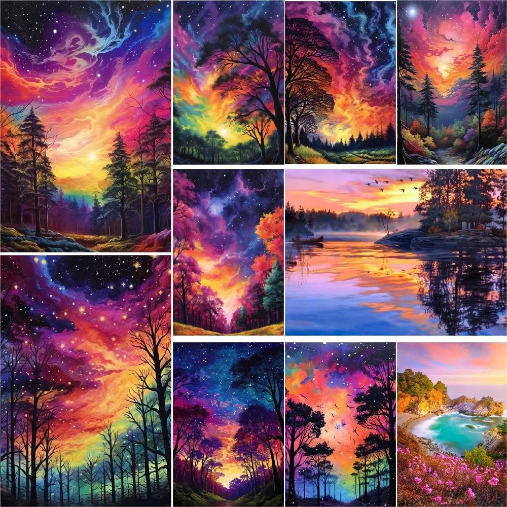 

Coloring By Numbers Canvas Painting Package Wall Art Crafts For Living Room Home Decor Nature Sunset Acrylic Picture With Paint