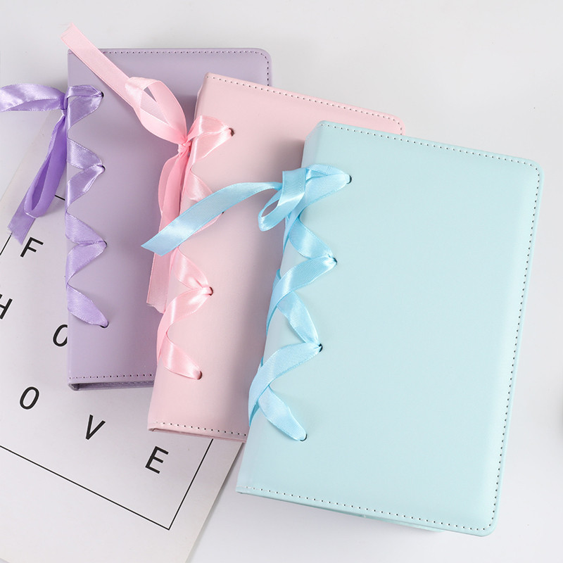 

2024 Ins Kpop Star A6 Binder Photo Album Pu Leather Photo Book with Photocard Holder Pure Color Collect Scrapbooking Bow Decor