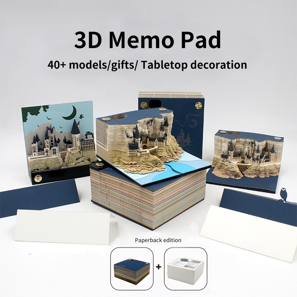 

3D Memo Pads Hogwarts Stationer Accessories Magic Castle Notepad DIY Birthday Gift Art Paper Craft Notebook Desk Model Calendar